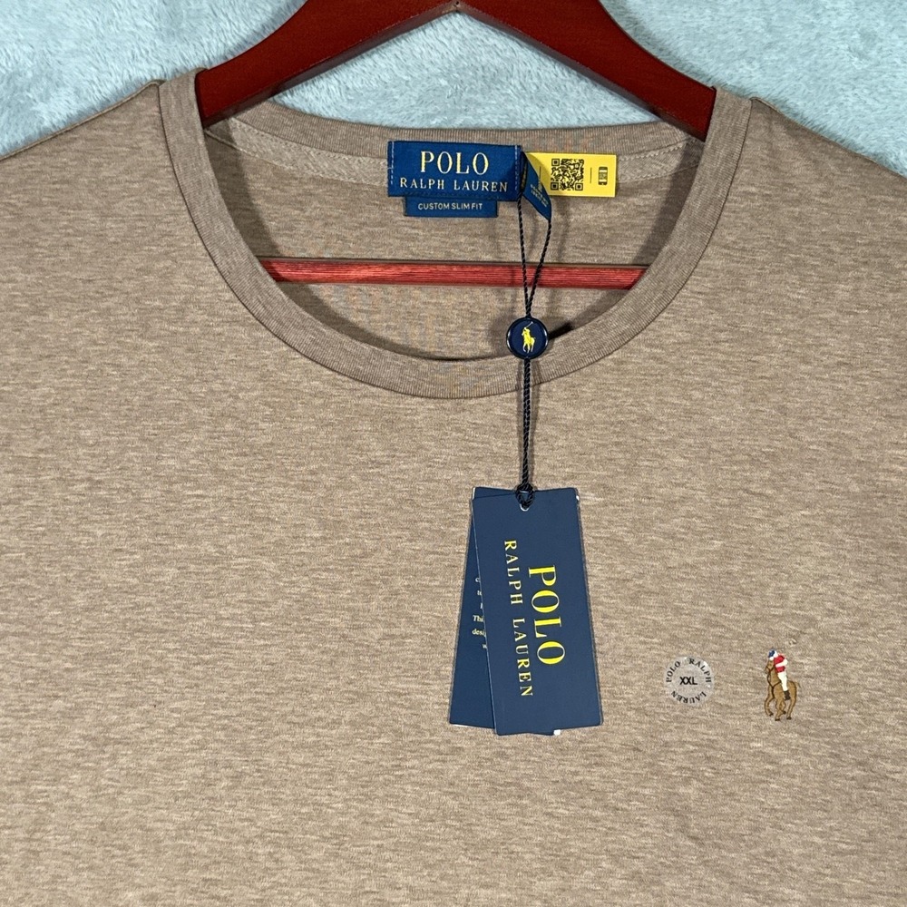 Polo Ralph Lauren Shirt Mens 2XL Brown Custom Slim Fit Polo Bear Classics Tee